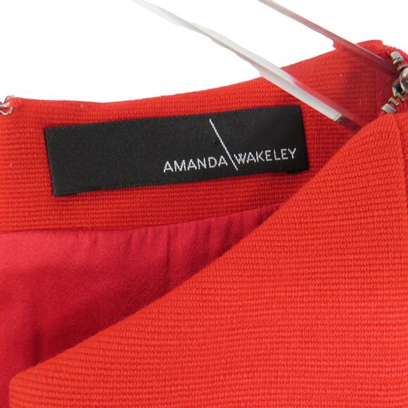 Amanda Wakeley Red Shift Dress Cap Sleeve Formal Cocktail Midi Dress Size 8 - Picture 4 of 6